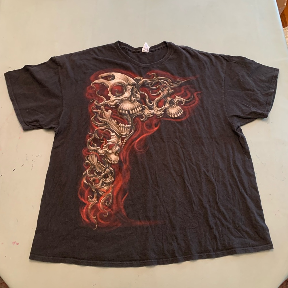VintageY2K Delta Black and Red Skull Graphic Tee